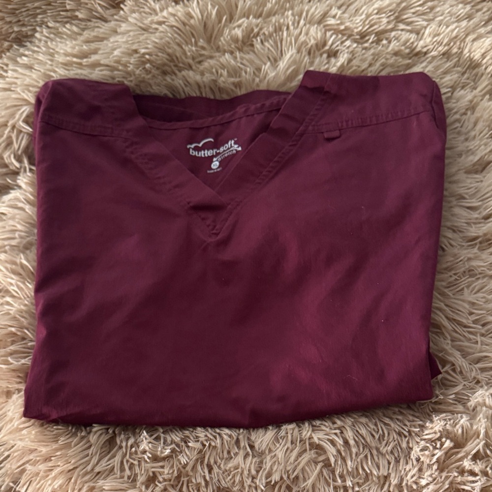 Butter-Soft Women's Burgundy Scrub Top